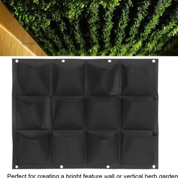 Krukker & Plantebeholdere^Plantepose Have Balkon Væg Vertikale Blomsterplanter Hængende Planter Sort Farve 12 Lommer