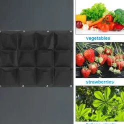 Krukker & Plantebeholdere^Plantepose Have Balkon Væg Vertikale Blomsterplanter Hængende Planter Sort Farve 12 Lommer