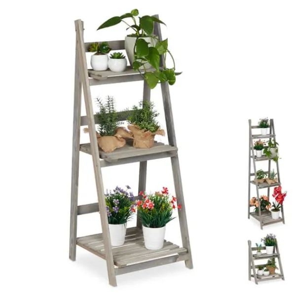 Plantestativer^Plantereol, Træ, 160x41x50 cm, Grå