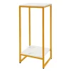 Plantestativer^Plantestativ - Blomsterstander - 2 Hylder - Rektangulær - 30,2×30,2×75 cm - Til stue/altan/kontor - Guld