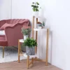 Best Plantestativ - Hjørne, rund blomsterhylde til potter - 4 Niveauer - Indendørs/Udendørs - Træ - Orange Plantestativer