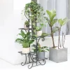 Plantestativer^Plantestativ Blomsterhylde - 5-etagers Metalhylde - Høj - Rustbestandig - Til blomster, bonsai og urter - Havedekor - Sort