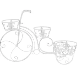 Plantestativer^Plantestativ i cykelform - Vintage metal med 3 holdere | Farve: Antik | Størrelse: Standard