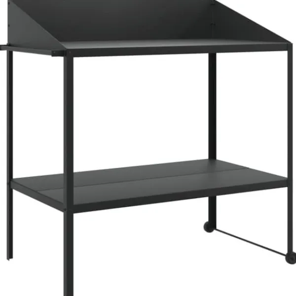 Plantestativer^Plantestativ i galvaniseret stål - 2 hylder | Farve: Antracitgrå | Størrelse: 100x54,5x100 cm