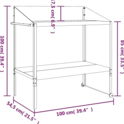 Plantestativer^Plantestativ i galvaniseret stål - 2 hylder | Farve: Antracitgrå | Størrelse: 100x54,5x100 cm