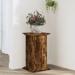 Clearance Plantestativ i konstrueret træ - Tidløst og stabilt design | Farve: Røget egetræ | Størrelse: 33x33x60 cm Plantestativer