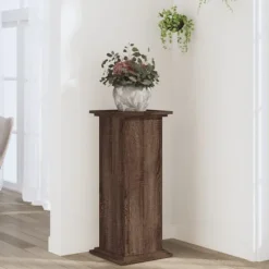 Sale Plantestativ i konstrueret træ - Slidstærk og stabil | Størrelse: 33x33x80 cm | Farve: Brun egetræsfarve Plantestativer