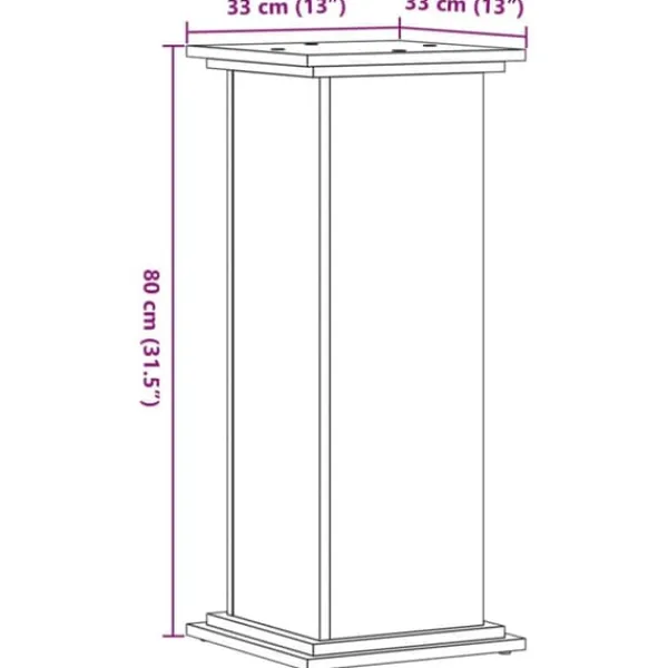 Sale Plantestativ i konstrueret træ - Slidstærk og stabil | Størrelse: 33x33x80 cm | Farve: Brun egetræsfarve Plantestativer