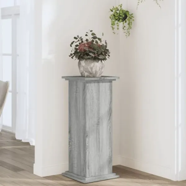 Plantestativer^Plantestativ i konstrueret træ - Tidløst design | Farve: Grå sonoma-eg | Størrelse: 33x33x80 cm