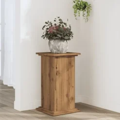 Outlet Plantestativ i konstrueret træ – Stabilt og slidstærkt | Størrelse: 33x33x60 cm | Farve: Egetræslook Plantestativer