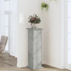 Discount Plantestativ i konstrueret træ - Blomsterstativ | Størrelse: 33x33x100 cm | Farve: Betongrå Plantestativer