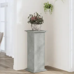 Plantestativer^Plantestativ i konstrueret træ - Slidstærkt og stilrent | Størrelse: 33x33x80 cm | Farve: Betongrå