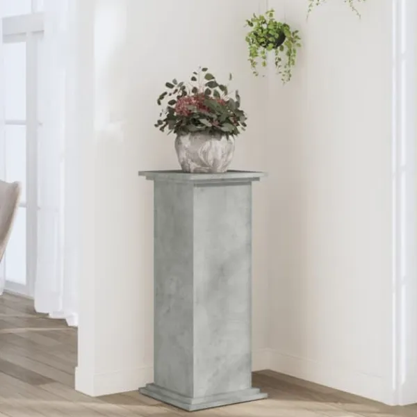 Plantestativer^Plantestativ i konstrueret træ - Slidstærkt og stilrent | Størrelse: 33x33x80 cm | Farve: Betongrå
