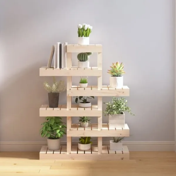 Plantestativer^Plantestativ i massivt fyrretræ - Elegant plantehylde | Størrelse: 85x25x109,5 cm
