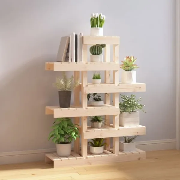Plantestativer^Plantestativ i massivt fyrretræ - Elegant plantehylde | Størrelse: 85x25x109,5 cm