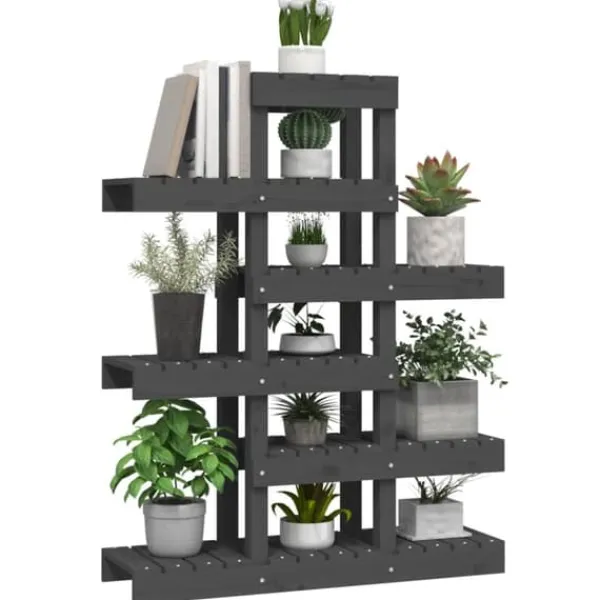 Clearance Plantestativ i massivt fyrretræ - Plantestativer til indendørs og udendørs brug | Størrelse: 85x25x109,5 cm | Farve: Grå Plantestativer