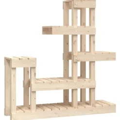 Discount Plantestativ i massivt fyrretræ - Plantehylde til indendørs og udendørs brug | Størrelse: 92x25x97 cm Plantestativer