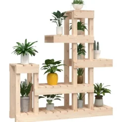 Discount Plantestativ i massivt fyrretræ - Plantehylde til indendørs og udendørs brug | Størrelse: 92x25x97 cm Plantestativer