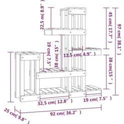 Discount Plantestativ i massivt fyrretræ - Plantehylde til indendørs og udendørs brug | Størrelse: 92x25x97 cm Plantestativer
