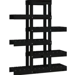 Plantestativer^Plantestativ i massivt fyrretræ - Elegant planteramme | Mål: 85x25x109,5 cm | Farve: Sort