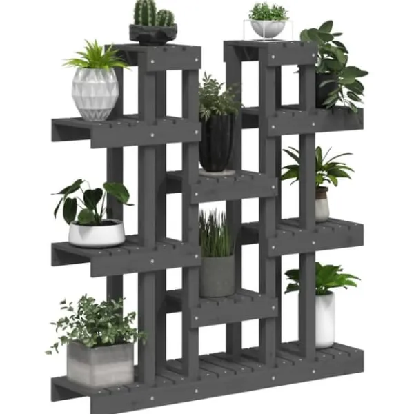 New Plantestativ i massivt fyrretræ - Elegant plantehylde | Størrelse: 104,5x25x109,5 cm | Farve: Grå Plantestativer