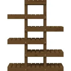 Plantestativer^Plantestativ i massivt fyrretræ - Charmerende plantehylde | Størrelse: 85x25x109,5 cm | Farve: Gyldenbrun