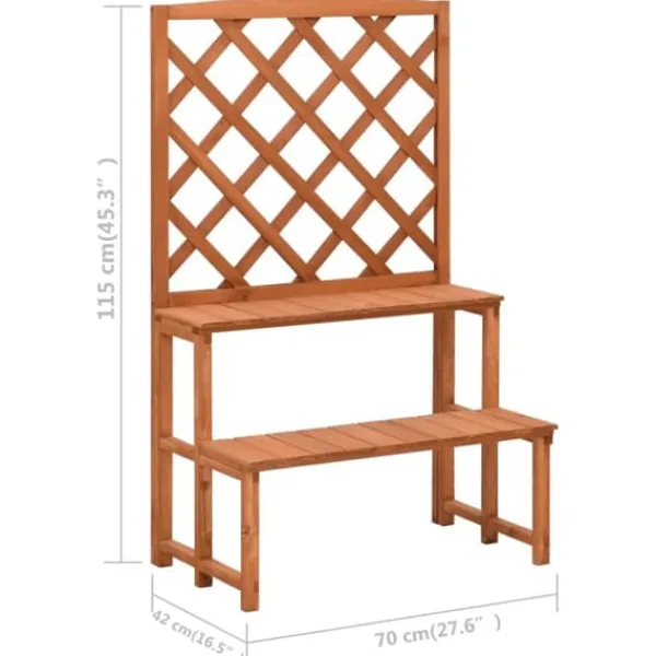 Hot Plantestativ med espalier i massivt grantræ | Størrelse: 70x42x115 cm Plantestativer