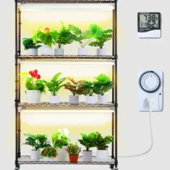 Kit Til Plante- & Urtedyrkning^Plantestativ med væksterlys 4 etager, 180W, 150 cm, Høj væksthylle til planter, justerbar lysstyrke, hurtig installation.