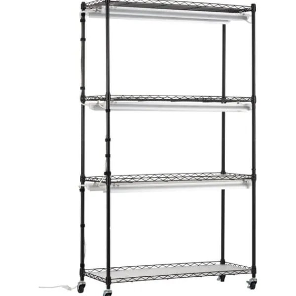 Kit Til Plante- & Urtedyrkning^Plantestativ med væksterlys 4 etager, 180W, 150 cm, Høj væksthylle til planter, justerbar lysstyrke, hurtig installation.