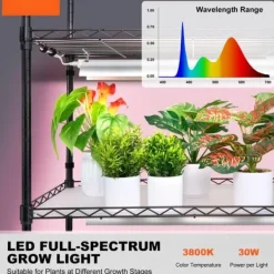 Sale Plantestativ med vækstlys 6 etager, 180W, 70,9, indendørs plantedyrkningshylde, justerbar højde, moderne design. Kit Til Plante- & Urtedyrkning