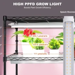 Sale Plantestativ med vækstlys 6 etager, 180W, 70,9, indendørs plantedyrkningshylde, justerbar højde, moderne design. Kit Til Plante- & Urtedyrkning