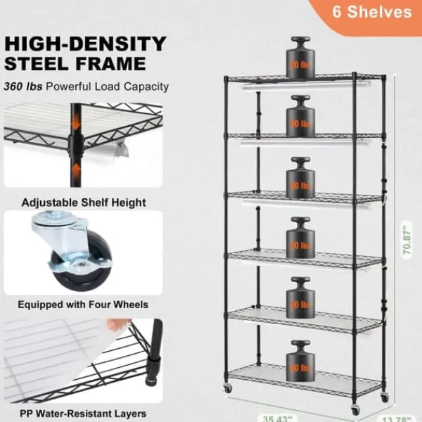 Sale Plantestativ med vækstlys 6 etager, 180W, 70,9, indendørs plantedyrkningshylde, justerbar højde, moderne design. Kit Til Plante- & Urtedyrkning
