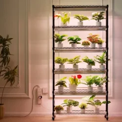 Sale Plantestativ med vækstlys 6 etager, 180W, 70,9, indendørs plantedyrkningshylde, justerbar højde, moderne design. Kit Til Plante- & Urtedyrkning