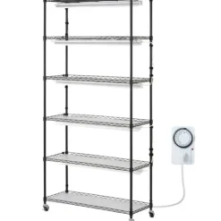 Sale Plantestativ med vækstlys 6 etager, 180W, 70,9, indendørs plantedyrkningshylde, justerbar højde, moderne design. Kit Til Plante- & Urtedyrkning