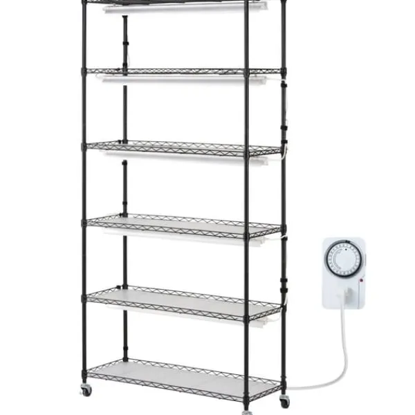 Sale Plantestativ med vækstlys 6 etager, 180W, 70,9, indendørs plantedyrkningshylde, justerbar højde, moderne design. Kit Til Plante- & Urtedyrkning