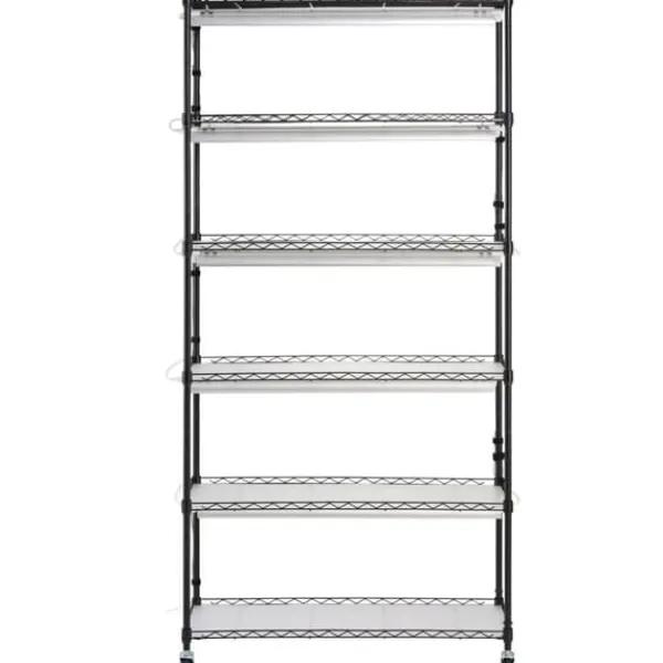 Sale Plantestativ med vækstlys 6 etager, 180W, 70,9, indendørs plantedyrkningshylde, justerbar højde, moderne design. Kit Til Plante- & Urtedyrkning