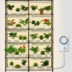 Clearance Plantestativ med vækstlys 6 etager, 200W, 59,1'', indendørs plantehylde, optimal vækst, justerbar lysstyrke. Plantestativer