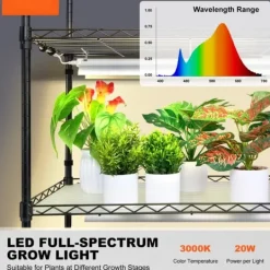Clearance Plantestativ med vækstlys 6 etager, 200W, 59,1'', indendørs plantehylde, optimal vækst, justerbar lysstyrke. Plantestativer