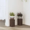 Outlet Plantestativ sæt 2 stk. i konstrueret træ - Slidstærk | Farve: Brun eg | Størrelse: 10x10x18 cm Plantestativer