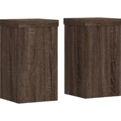 Outlet Plantestativ sæt 2 stk. i konstrueret træ - Slidstærk | Farve: Brun eg | Størrelse: 10x10x18 cm Plantestativer