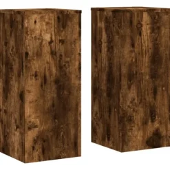 Hot Plantestativer 2 stk. - Robust blomsterstativ i konstrueret træ | Størrelse: 30x30x70 cm | Farve: Røget eg Plantestativer