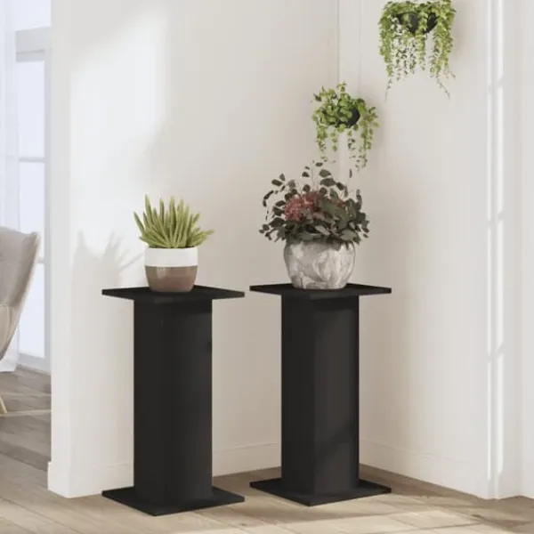 New Plantestativer 2 stk. - Slidstærkt konstrueret træ | Farve: Sort | Størrelse: 30x30x60 cm Plantestativer
