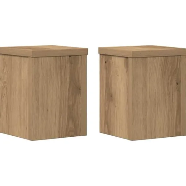 Plantestativer 2 stk. - Slidstærkt konstrueret træ | Størrelse: 15x15x20 cm | Farve: Egetræsfarvet Plantestativer