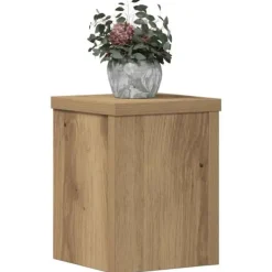 Plantestativer 2 stk. - Slidstærkt konstrueret træ | Størrelse: 15x15x20 cm | Farve: Egetræsfarvet Plantestativer