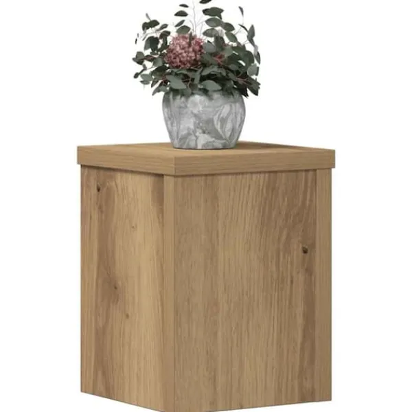 Plantestativer 2 stk. - Slidstærkt konstrueret træ | Størrelse: 15x15x20 cm | Farve: Egetræsfarvet Plantestativer