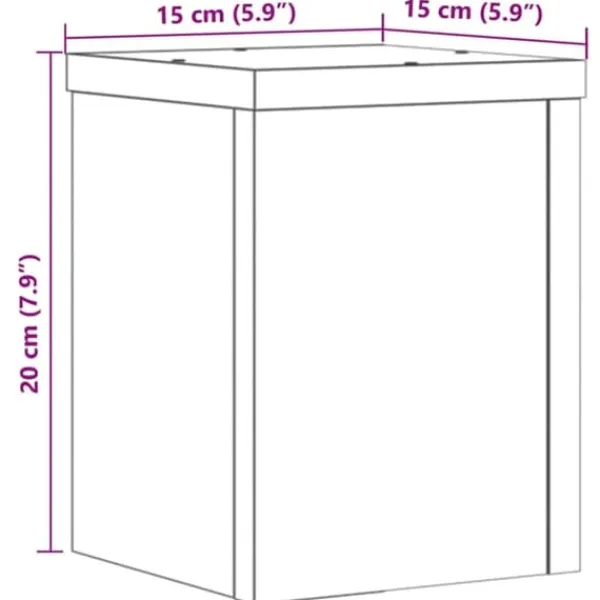 Plantestativer 2 stk. - Slidstærkt konstrueret træ | Størrelse: 15x15x20 cm | Farve: Egetræsfarvet Plantestativer