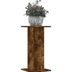 New Plantestativer 2 stk. - Slidstærkt konstrueret træ i røget eg | Størrelse: 30x30x60 cm Plantestativer