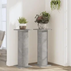 Plantestativer^Plantestativer 2 stk. - Stabilt trædesign | Størrelse: 30x30x80 cm | Farve: Betongrå
