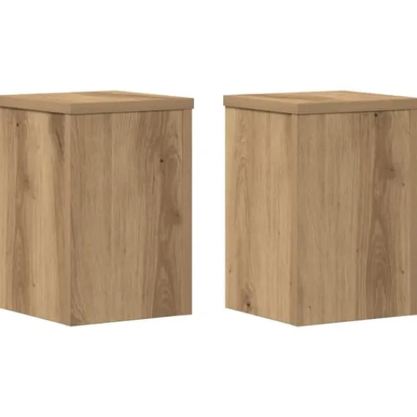 Plantestativer^Plantestativer 2 stk. i konstrueret træ - Slidstærke og stilrene | Størrelse: 20x20x30 cm | Farve: Egetræsfarvet
