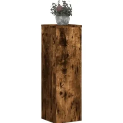 Best Plantestativer 2 stk. i konstrueret træ - Tidløst design | Størrelse: 25x25x80 cm | Farve: Røget eg Plantestativer